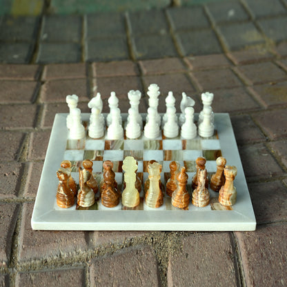 White Green Beautiful Handmade Chess Set 12 Inches