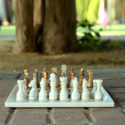 White Green Beautiful Handmade Chess Set 12 Inches