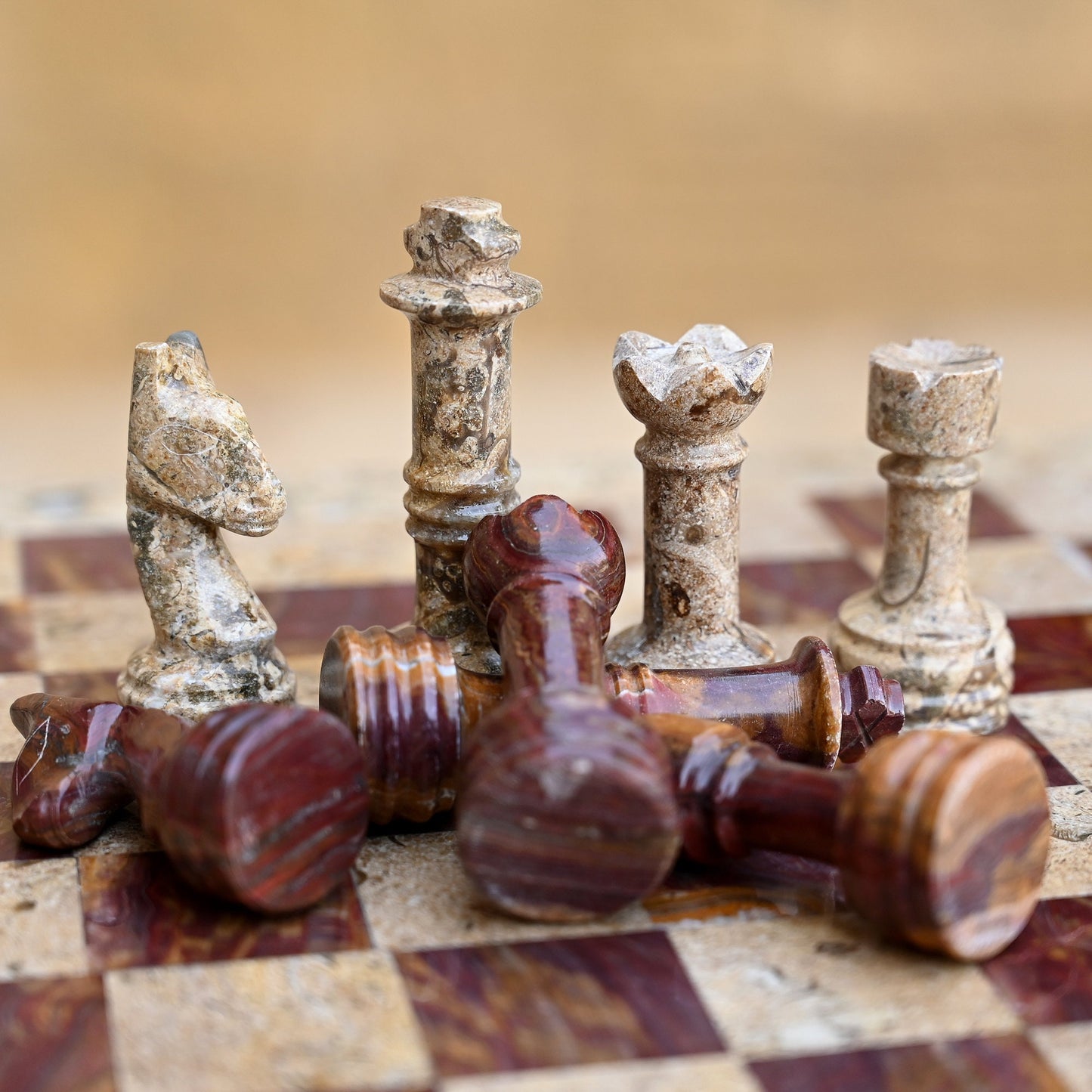 High Quality Handmade Coral and Multi Chess Pieces Only for 12 to 16 Inches Board