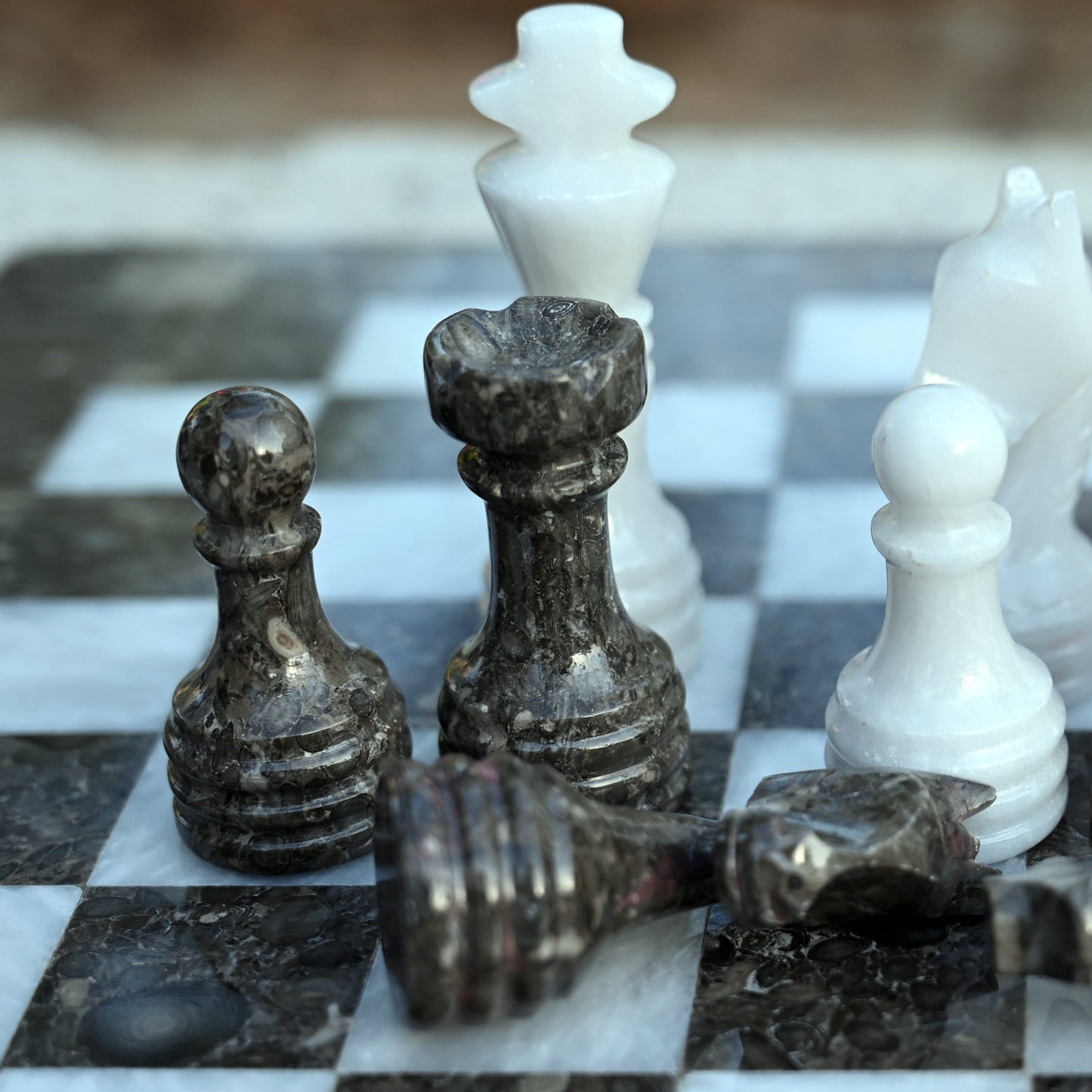 High Quality Handmade White and Grey Chess Pieces Only for 12 to 16 Inches Board