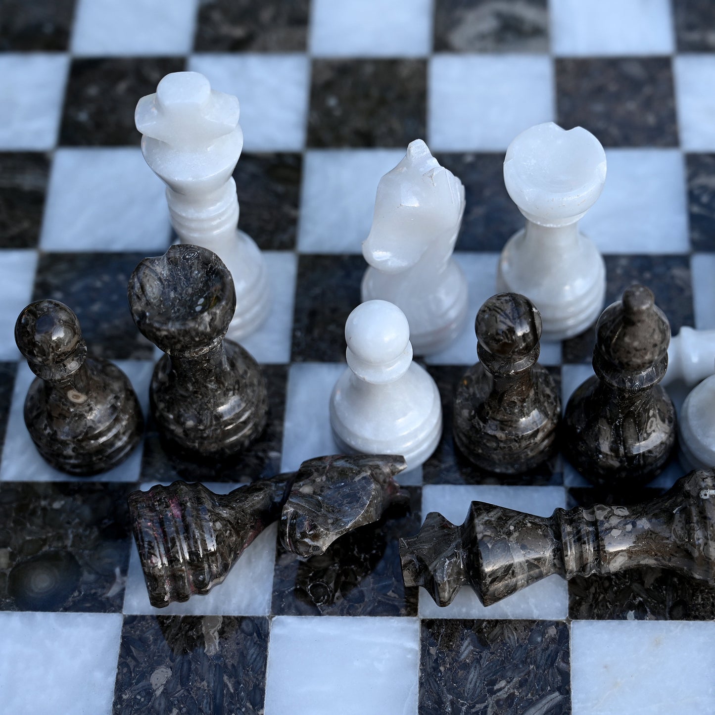 High Quality Handmade White and Grey Chess Pieces Only for 12 to 16 Inches Board