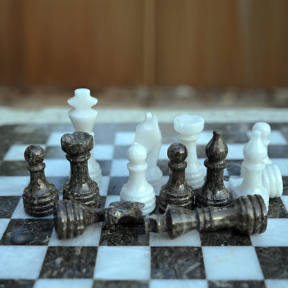 High Quality Handmade White and Grey Chess Pieces Only for 12 to 16 Inches Board