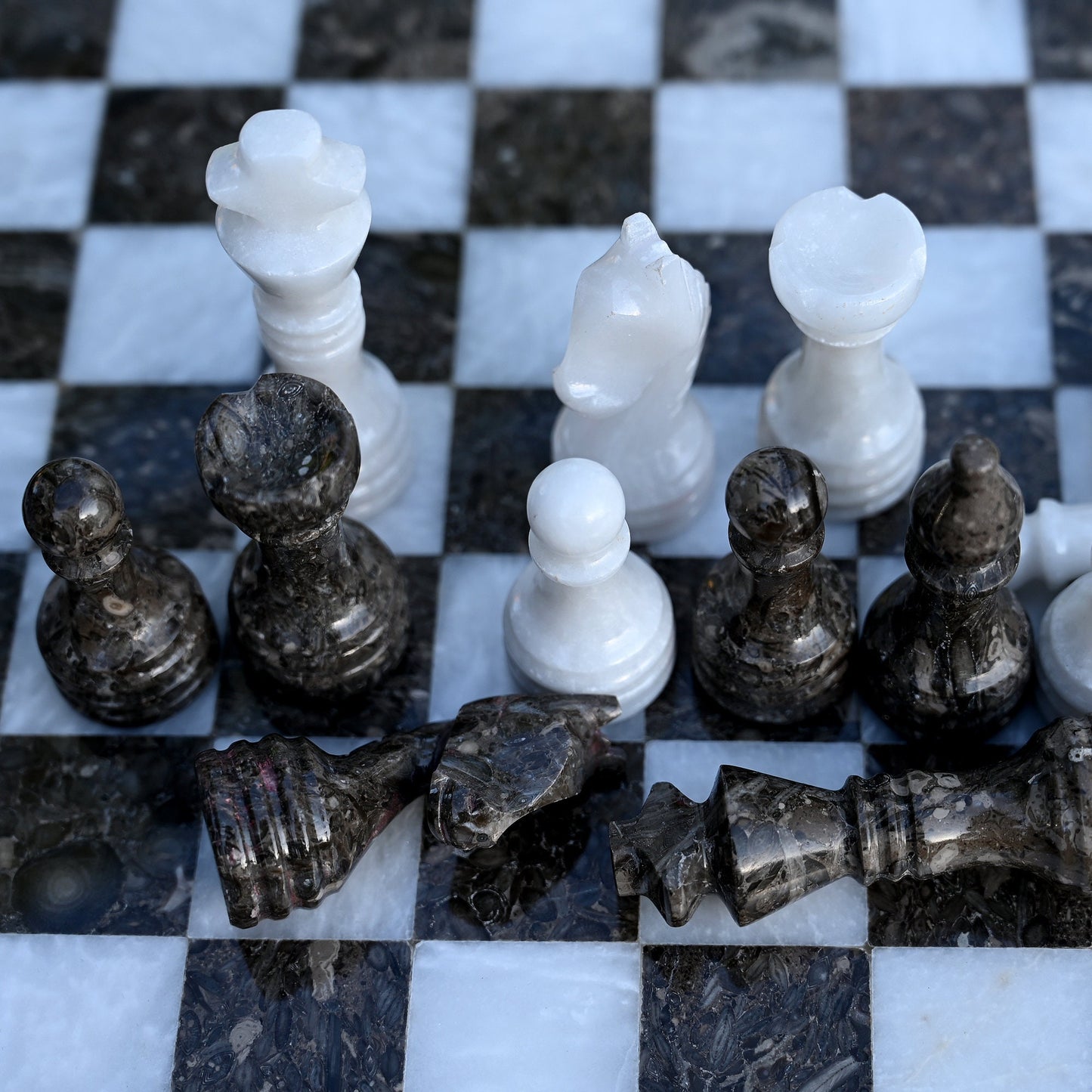 High Quality Handmade Grey and White Chess Pieces Only for 12 to 16 Inches Board