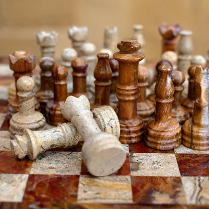 High Quality Handmade Multi and Coral Chess Pieces Only for 12 to 16 Inches Board