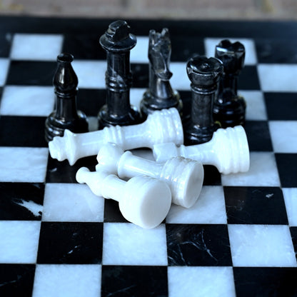 High Quality Handmade Black and White Chess Pieces Only for 12 to 16 Inches Board