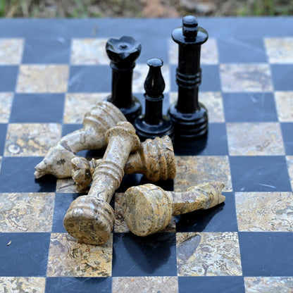 High Quality Handmade Black and Coral Chess Pieces Only for 12 to 16 Inches Board