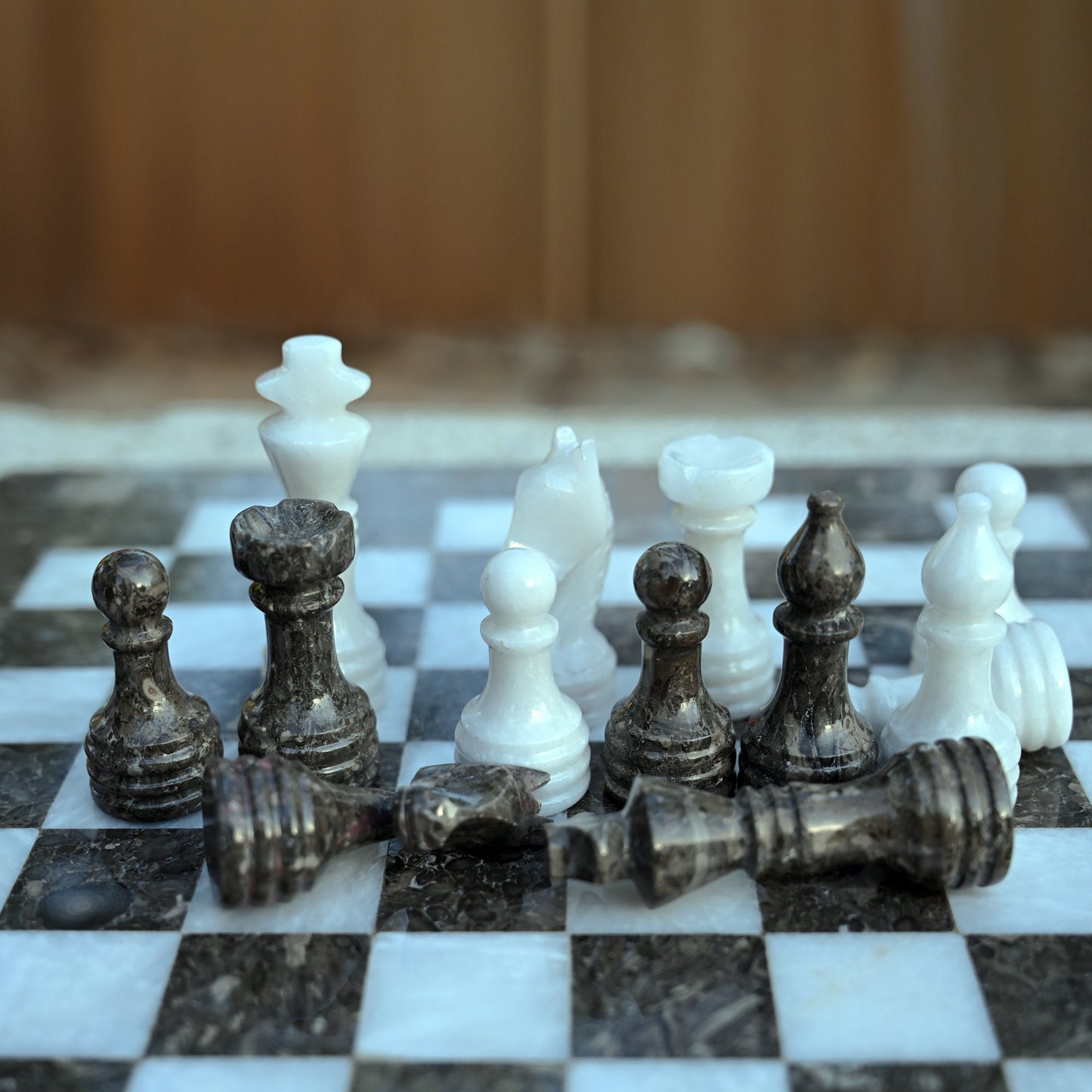 High Quality Handmade Grey and White Chess Pieces Only for 12 to 16 Inches Board