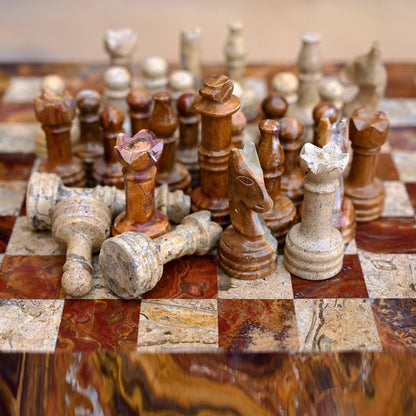 High Quality Handmade Multi and Coral Chess Pieces Only for 12 to 16 Inches Board