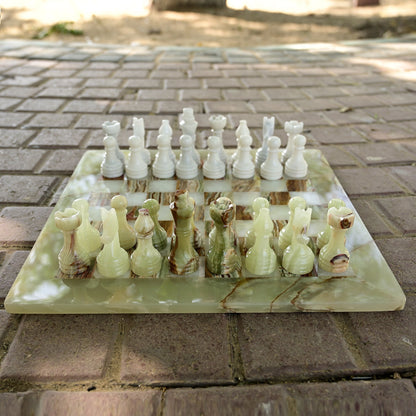 Green Onyx Handmade Premium Chess set 15 Inches