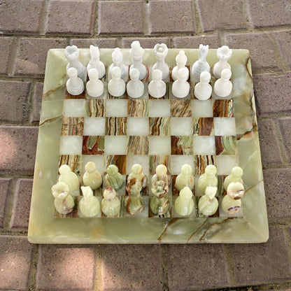 Green Onyx Handmade Premium Chess set 15 Inches