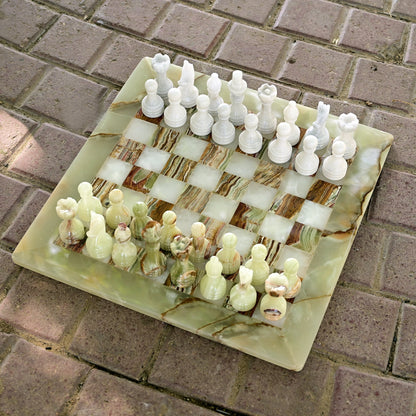 Green Onyx Handmade Premium Chess set 15 Inches