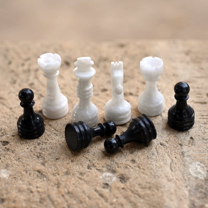 High Quality Handmade Black and White Chess Pieces Only for 12 to 16 Inches Board