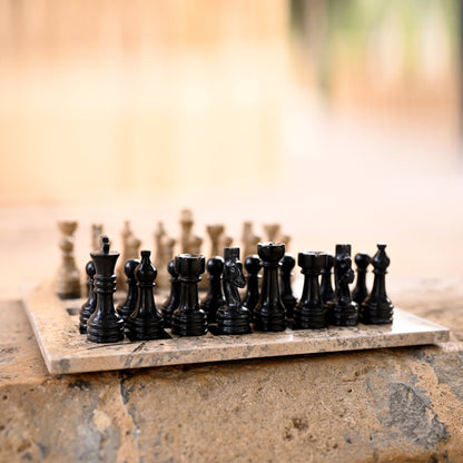 High Quality Handmade Black and Coral Chess Pieces Only for 12 to 16 Inches Board