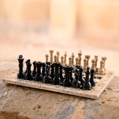 High Quality Handmade Black and Coral Chess Pieces Only for 12 to 16 Inches Board