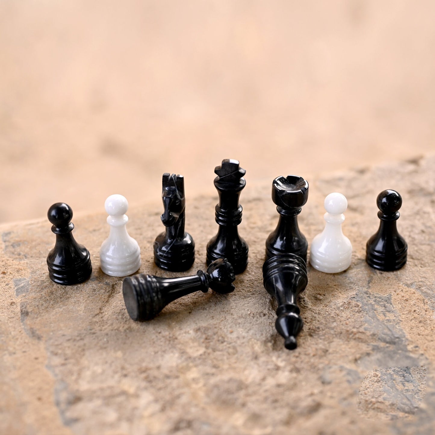 High Quality Handmade Black Zebra and White Chess Pieces Only for 12 to 16 Inches Board